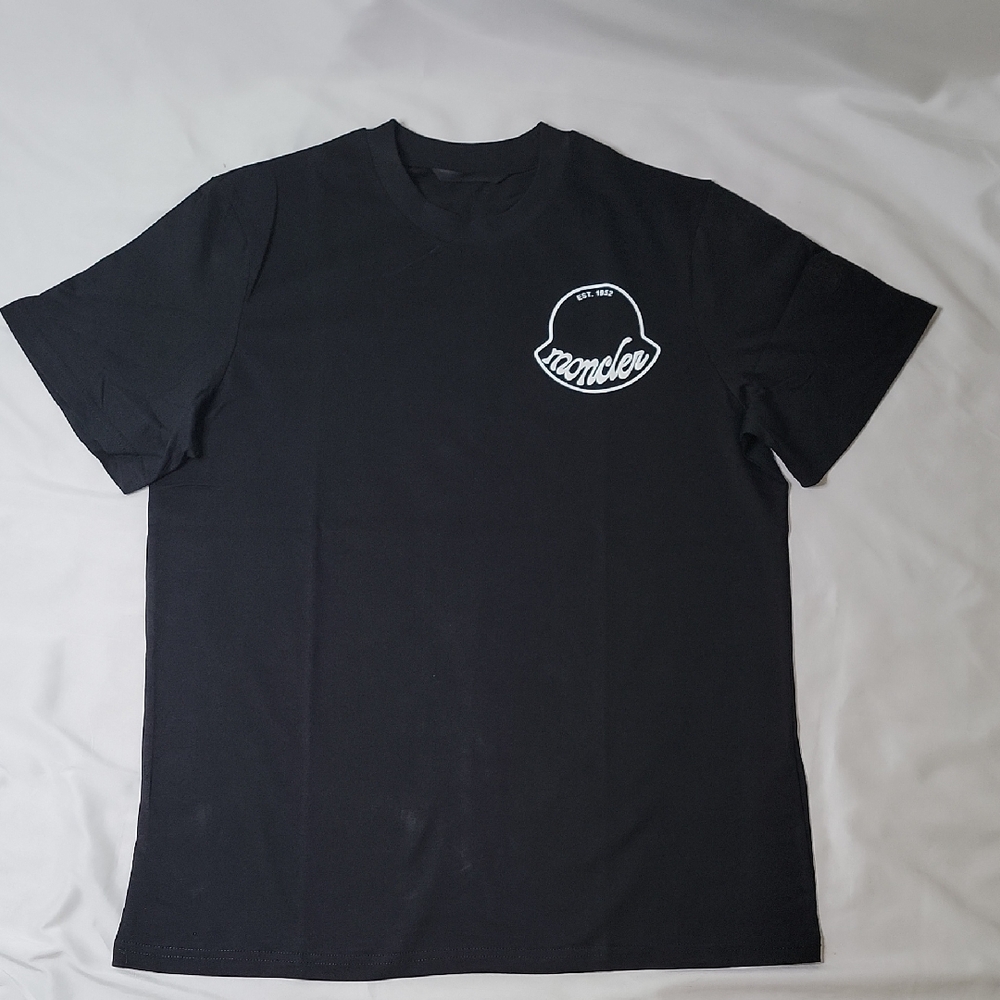 Moncler Black Short-Sleeve T-Shirt with White Chest Logo